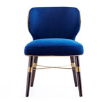 Strine Wood Upholstered Dining Chair in Blue and Gold