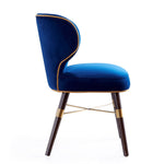 Strine Wood Upholstered Dining Chair in Blue and Gold