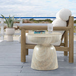 Avellino Travertine Finish Concrete Indoor / Outdoor End Table in Natural