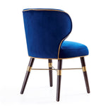 Strine Wood Upholstered Dining Chair in Blue and Gold