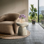 Avellino Travertine Finish Concrete Indoor / Outdoor End Table in Natural
