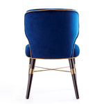 Strine Wood Upholstered Dining Chair in Blue and Gold