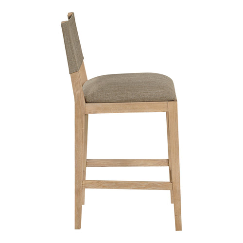 Avon Linen Textured Performance Fabric Upholstered Counter Stool in Brown