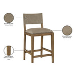 Avon Linen Textured Performance Fabric Upholstered Counter Stool in Brown