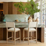 Avon Linen Textured Performance Fabric Upholstered Counter Stool in Cream