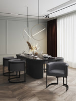 Corso Vegan Leather Metal Dining Chair in Graphite
