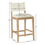 Avon Linen Textured Performance Fabric Upholstered Counter Stool in Cream