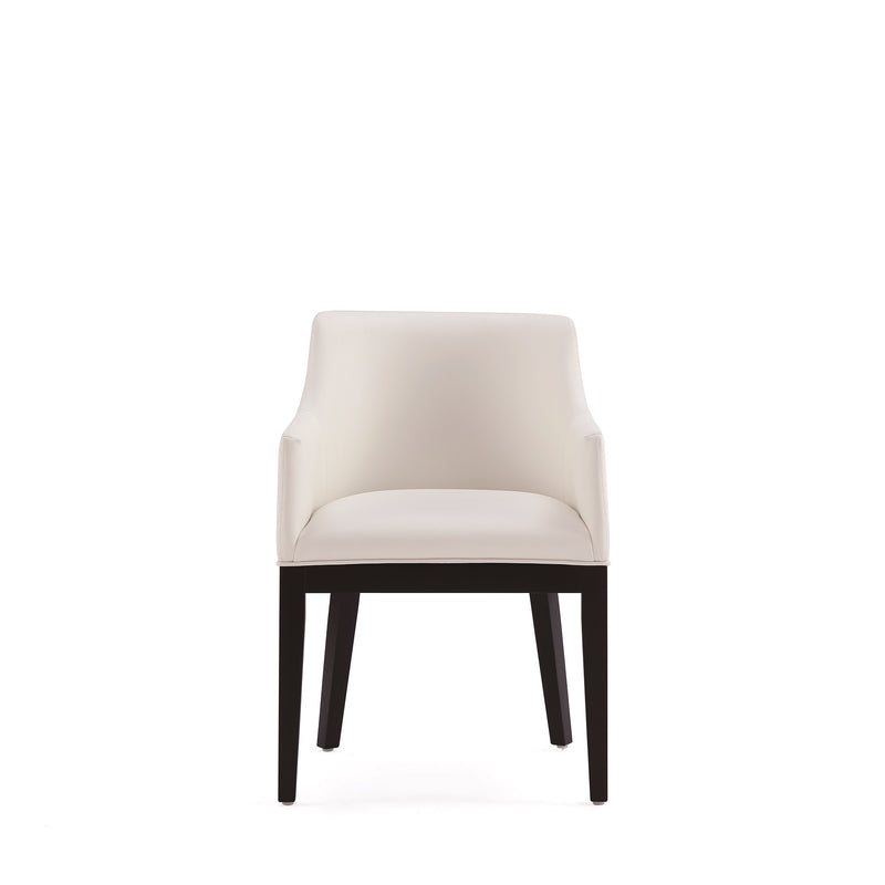 Gansevoort Vegan Leather Wood Armchair in Ivory