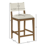 Avon Linen Textured Performance Fabric Upholstered Counter Stool in Cream