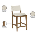 Avon Linen Textured Performance Fabric Upholstered Counter Stool in Cream