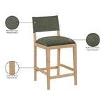 Avon Linen Textured Performance Fabric Upholstered Counter Stool in Olive