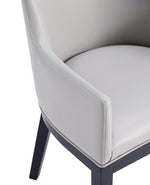 Gansevoort Vegan Leather Wood Armchair in Light Gray