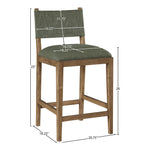 Avon Linen Textured Performance Fabric Upholstered Counter Stool in Olive