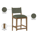 Avon Linen Textured Performance Fabric Upholstered Counter Stool in Olive