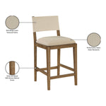 Avon Linen Textured Performance Fabric Upholstered Counter Stool in Beige