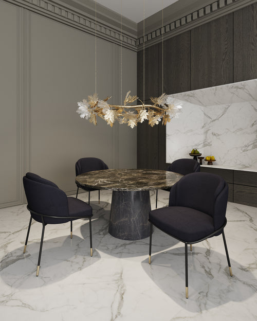Flor Twill Weave Metal Dining Chair in Black