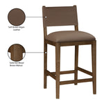 Avon Vegan Leather Counter Stool in Brown