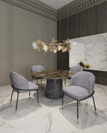 Flor Twill Weave Metal Dining Chair in Gray