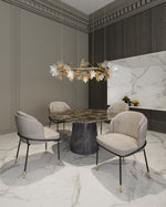 Flor Twill Weave Metal Dining Chair in Wheat
