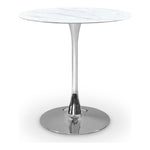 Holly Marble Veneer Top And Iron Base Counter Height Table (3 Boxes) in Chrome