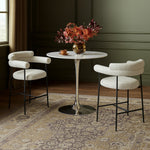 Holly Marble Veneer Top And Iron Base Counter Height Table (3 Boxes) in Chrome
