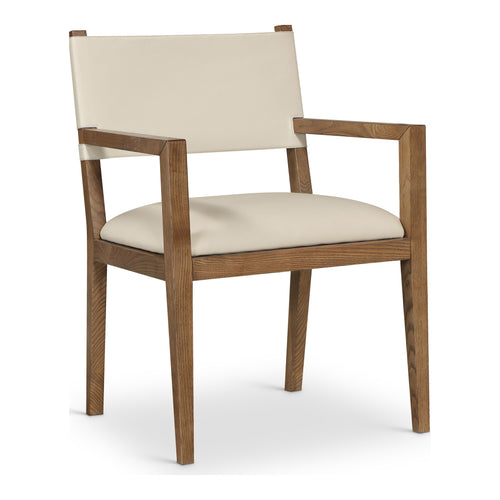 Avon Vegan Leather Dining Arm Chair in Beige