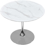 Holly Marble Veneer Top And Iron Base Counter Height Table (3 Boxes) in Chrome