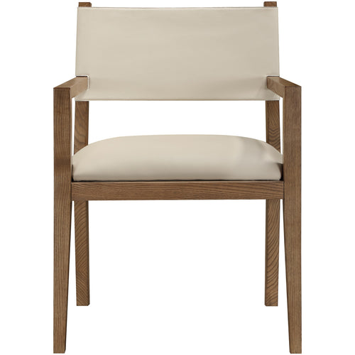 Avon Vegan Leather Dining Arm Chair in Beige
