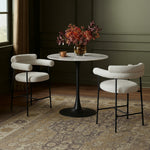 Holly Marble Veneer Top And Iron Base Counter Height Table (3 Boxes) in Black
