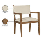 Avon Vegan Leather Dining Arm Chair in Beige