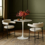Holly Marble Veneer Top And Iron Base Counter Height Table (3 Boxes) in White