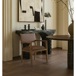 Avon Vegan Leather Dining Arm Chair in Brown