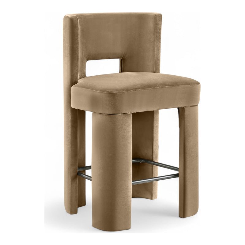 Zuno Velvet Performance Fabric Upholstered Counter Stool in Beige