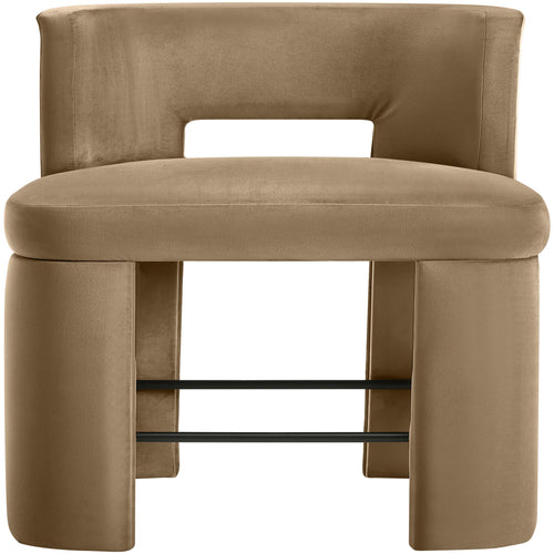 Zuno Velvet Performance Fabric Upholstered Counter Stool in Beige