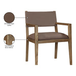 Avon Vegan Leather Dining Arm Chair in Brown