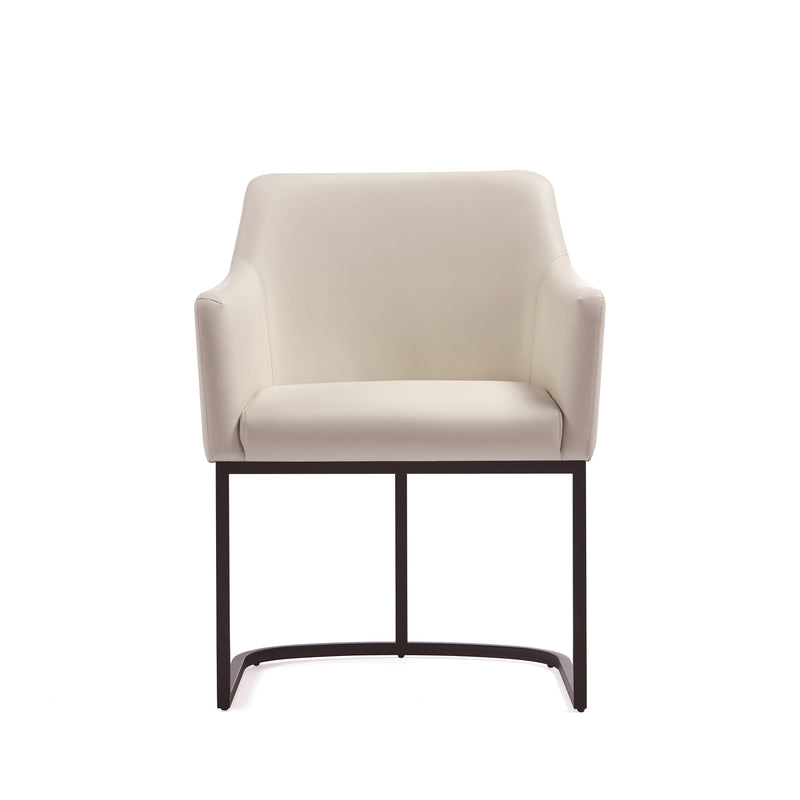 Serena Vegan Leather Metal Armchair in Ivory