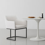 Serena Vegan Leather Metal Armchair in Ivory
