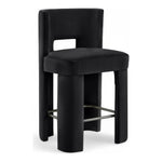 Zuno Velvet Performance Fabric Upholstered Counter Stool in Black
