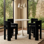 Zuno Velvet Performance Fabric Upholstered Counter Stool in Black