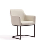Serena Vegan Leather Metal Armchair in Ivory