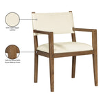 Avon Vegan Leather Dining Arm Chair in Cream