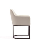 Serena Vegan Leather Metal Armchair in Ivory