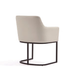 Serena Vegan Leather Metal Armchair in Ivory