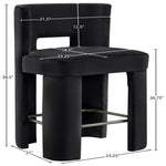 Zuno Velvet Performance Fabric Upholstered Counter Stool in Black
