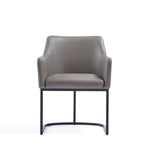 Serena Vegan Leather Metal Armchair in Taupe