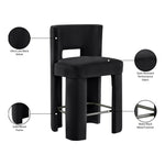 Zuno Velvet Performance Fabric Upholstered Counter Stool in Black