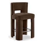Zuno Velvet Performance Fabric Upholstered Counter Stool in Brown
