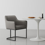 Serena Vegan Leather Metal Armchair in Taupe