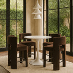 Zuno Velvet Performance Fabric Upholstered Counter Stool in Brown
