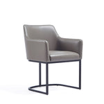 Serena Vegan Leather Metal Armchair in Taupe